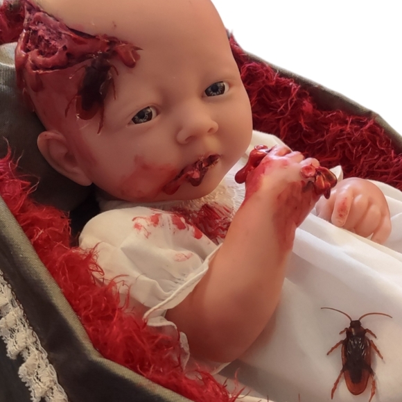 OOAK Creepy doll goth haunted satanic demonic soul morbid brain gore Halloween - Picture 4 of 7